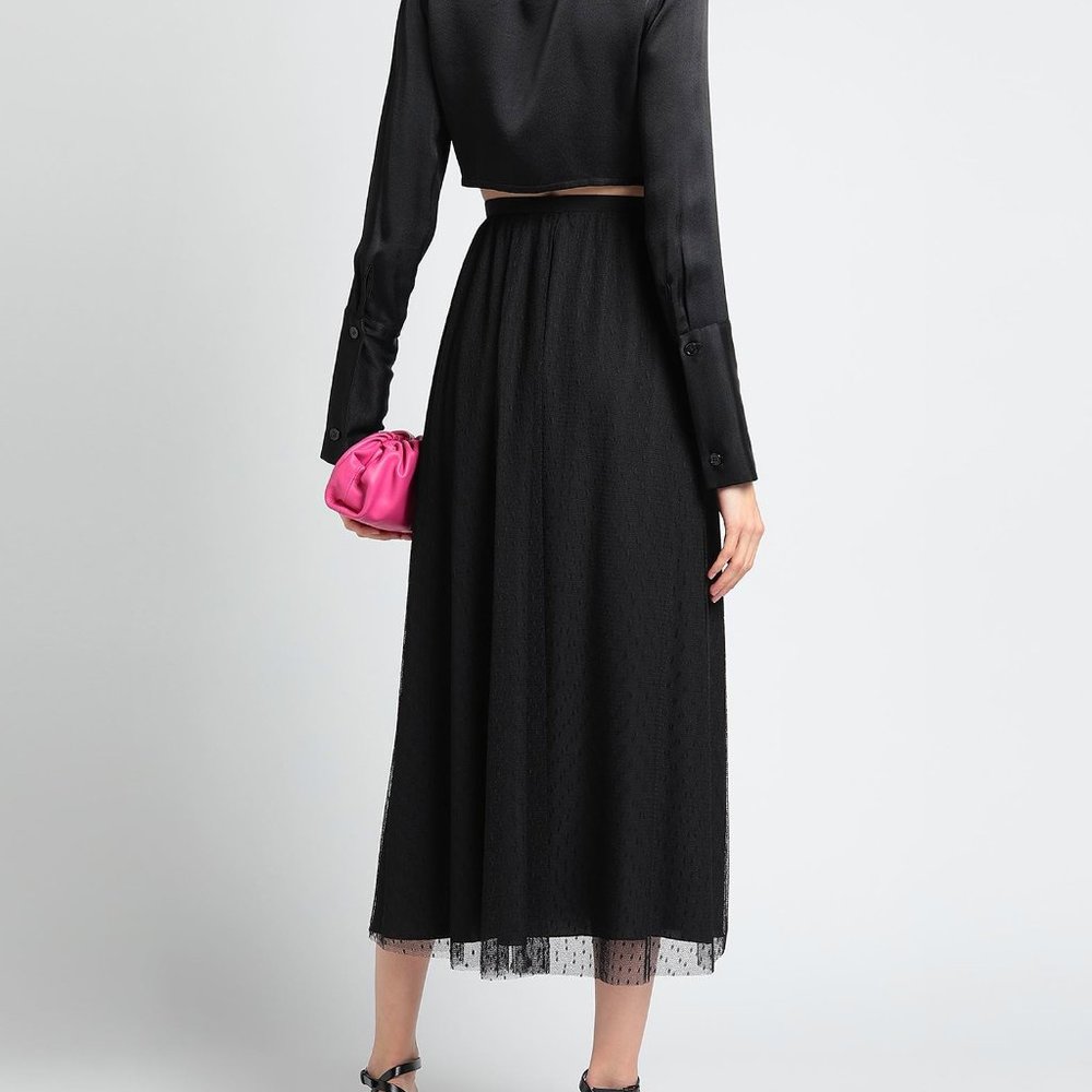 RED VALENTINO POINT D'ESPRIT TULLE MESH MIDI SKIRT T38/M